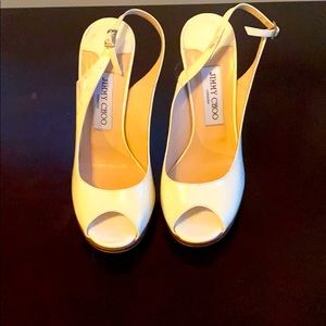 Jimmy Choo White Patent Slingbacks